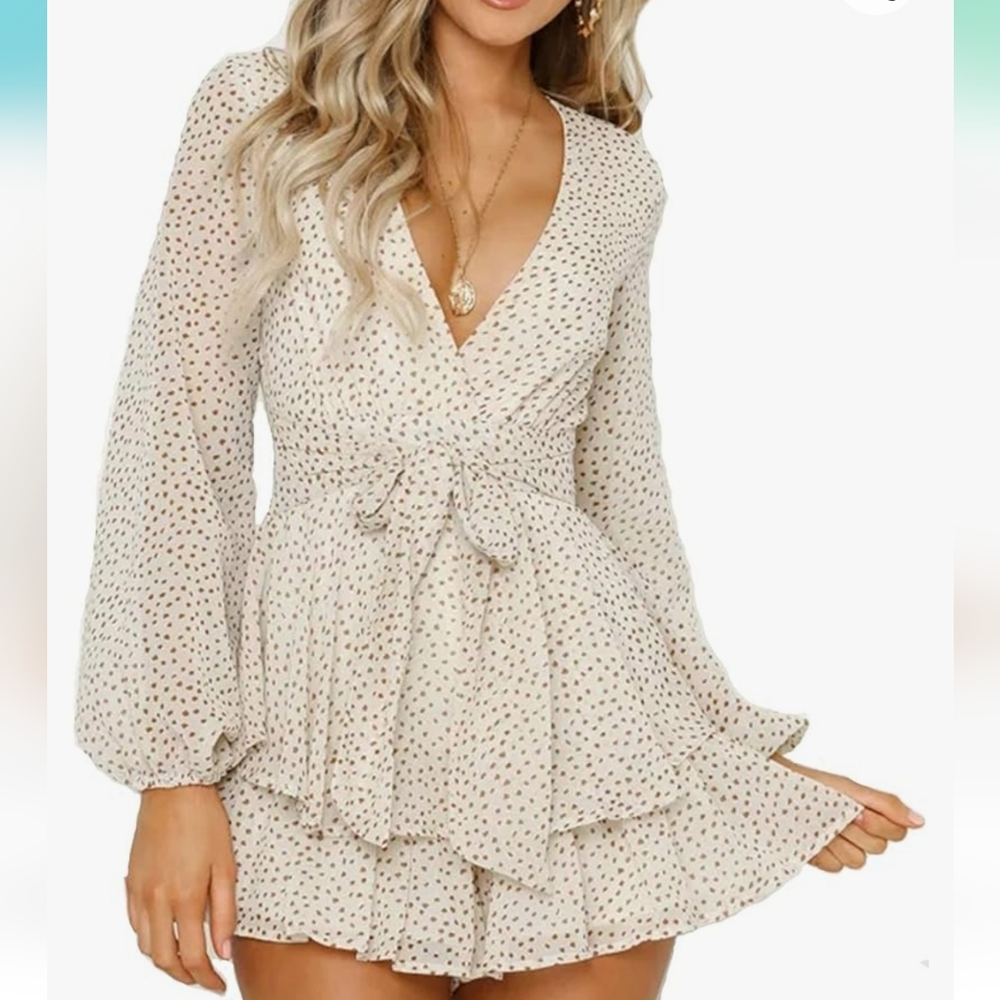 Polka dot long sleeved romper
